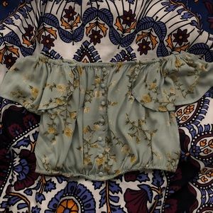cropped off the shoulder floral top